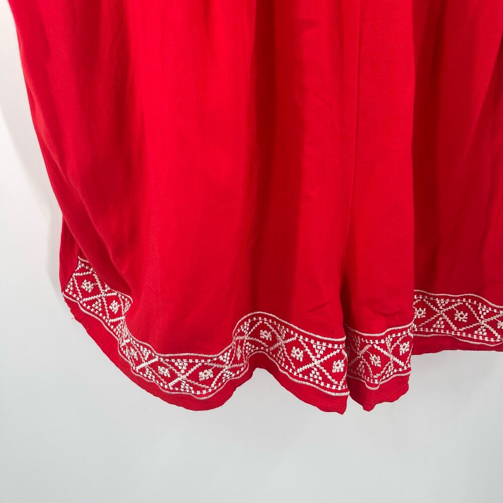 SHE + SKY Jumper Romper Size Large Red Embroidered Tassels Summer Beach Coastal - Picture 12 of 16
